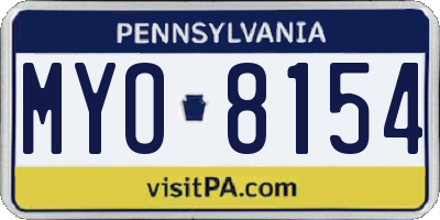 PA license plate MYO8154