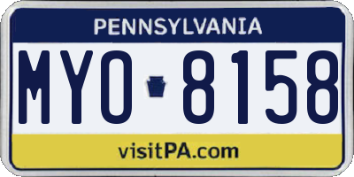 PA license plate MYO8158