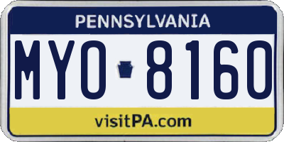 PA license plate MYO8160