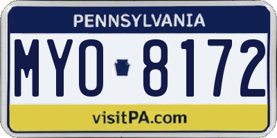 PA license plate MYO8172