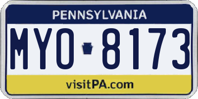 PA license plate MYO8173