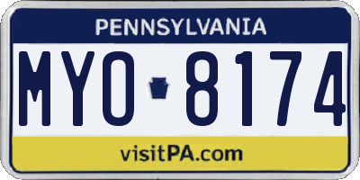 PA license plate MYO8174