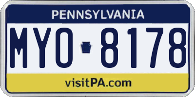 PA license plate MYO8178