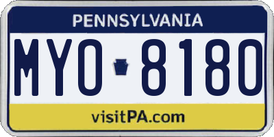 PA license plate MYO8180
