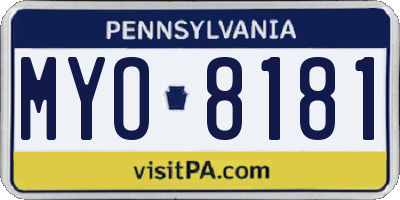 PA license plate MYO8181