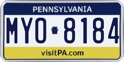 PA license plate MYO8184