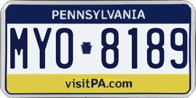 PA license plate MYO8189