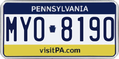 PA license plate MYO8190