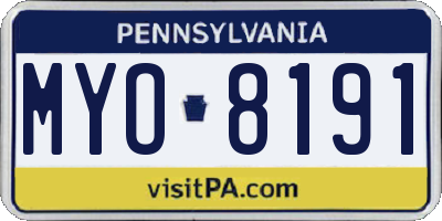PA license plate MYO8191