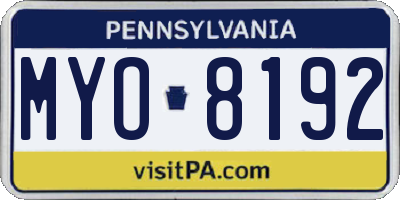 PA license plate MYO8192