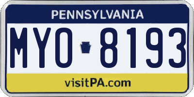 PA license plate MYO8193