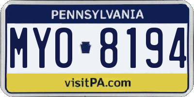 PA license plate MYO8194