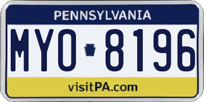 PA license plate MYO8196