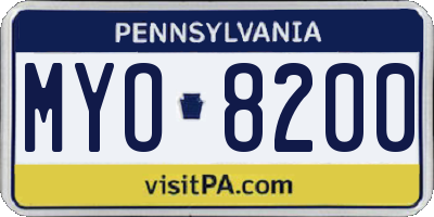 PA license plate MYO8200