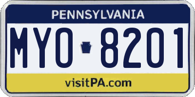 PA license plate MYO8201