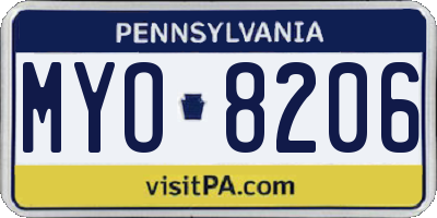 PA license plate MYO8206