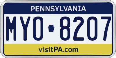 PA license plate MYO8207