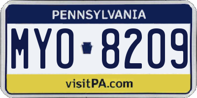 PA license plate MYO8209