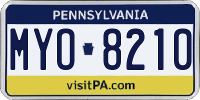 PA license plate MYO8210