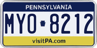 PA license plate MYO8212