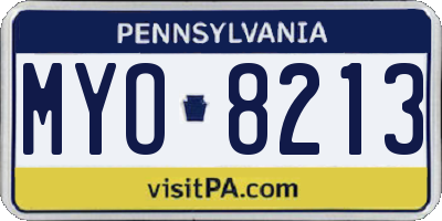 PA license plate MYO8213