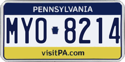 PA license plate MYO8214