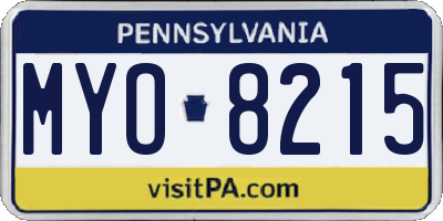PA license plate MYO8215