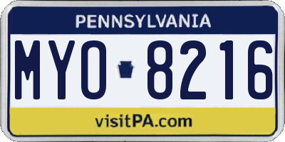PA license plate MYO8216