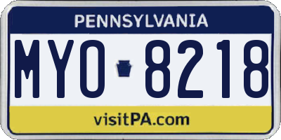 PA license plate MYO8218