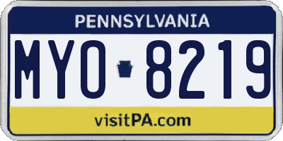 PA license plate MYO8219