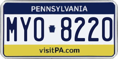 PA license plate MYO8220