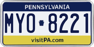 PA license plate MYO8221