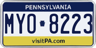 PA license plate MYO8223