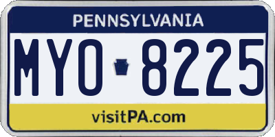 PA license plate MYO8225
