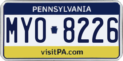 PA license plate MYO8226