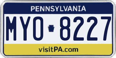 PA license plate MYO8227