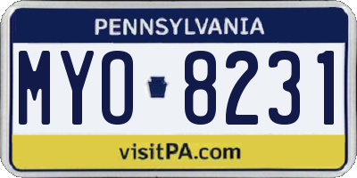 PA license plate MYO8231