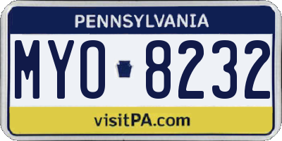 PA license plate MYO8232