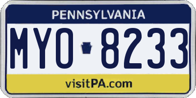 PA license plate MYO8233