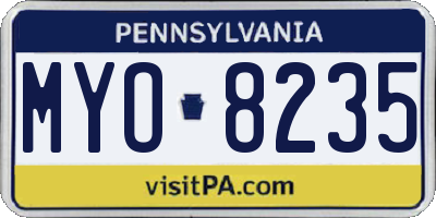 PA license plate MYO8235