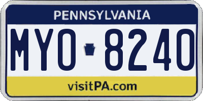 PA license plate MYO8240