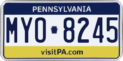 PA license plate MYO8245