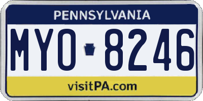 PA license plate MYO8246