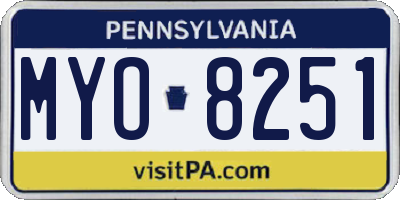 PA license plate MYO8251