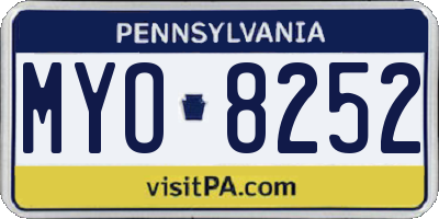 PA license plate MYO8252
