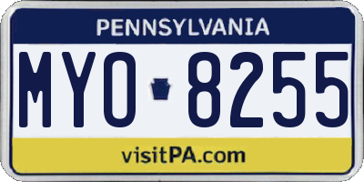 PA license plate MYO8255
