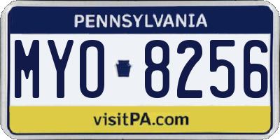 PA license plate MYO8256