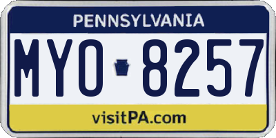 PA license plate MYO8257