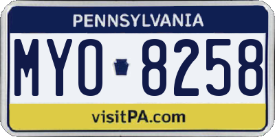 PA license plate MYO8258