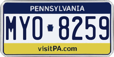 PA license plate MYO8259